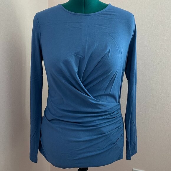Ann Taylor Tops - Ann Taylor Misses Large Blue Knit Ruched Top